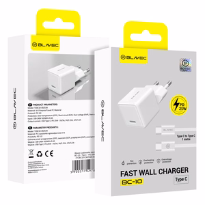 Blavec BC-10 tinklo įkroviklis Type C PD 25W 3A su Type C - Type C laidu baltas