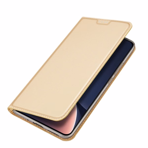 Dux Ducis Skin Pro dėklas telefonui Xiaomi 13 su kortelių laikikliu ir auksiniu stovu