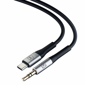 3mk USB-C to 3.5 mm AUX cable, 1 m – silver