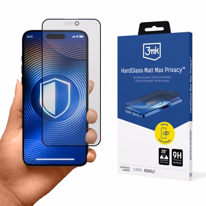 3mk Hardglass Matt Max Privacy grūdintas stiklas iPhone 17 Pro telefonui