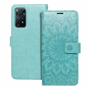 MEZZO knygos tipo dėklas telefonui XIAOMI Redmi Note 11 Pro / 11 Pro 5G su mandalos raštu, žalias