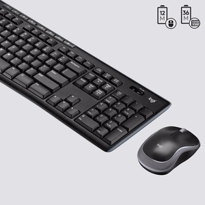 Belaidis QWERTY klaviatūros ir pelės rinkinys Logitech MK270, juodas