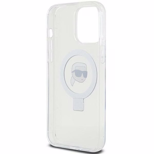 Karl Lagerfeld KLHMP15XHMRSKHH iPhone 15 Pro Max 6.7" baltas kietas dėklas su stovu Karl Head MagSafe