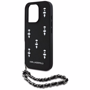 Karl Lagerfeld Saffiano Crystals su grandine dėklas telefonui iPhone 16 Pro Max - juodas