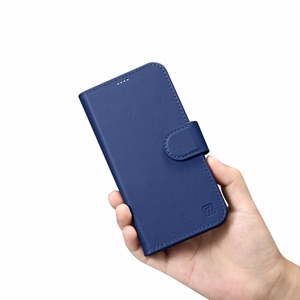 iCarer Piniginės dėklas 2in1 viršelis iPhone 14 Pro Max Anti-RFID odinis atverčiamas dėklas mėlynas (WMI14220728-BU)