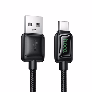 Кабель с LCD USB A на USB C Hoco 3A 1,2 м U146 черный