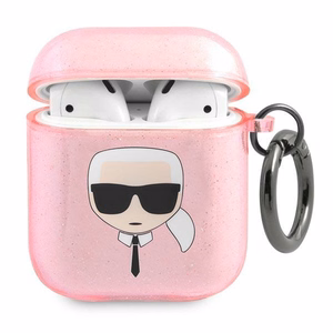 Karl Lagerfeld KLA2UKHGP чехол AirPods розовый Glitter Karl`s Head