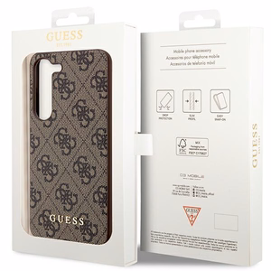 Guess GUHCS23SG4GFBR S23 S911 коричневый/коричневый жёсткий чехол 4G Metal с золотым логотипом