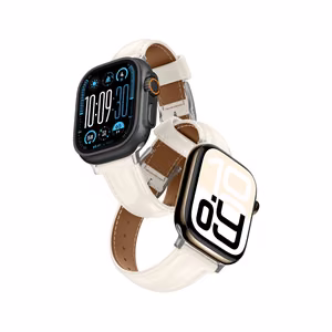 AmazingThing Class Band кожаный ремешок для Apple Watch 45 / 46 / 49 мм - светло-бежевый