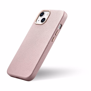 iCarer Litchi Premium odinis dėklas iPhone 14 Plus Magnetinis odinis dėklas su MagSafe Rožinis (WMI14220711-PK)