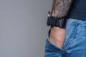 FORCELL F-DESIGN FA05 nailoninis dirželis APPLE laikrodžiui 42 / 44 / 45 / 49 mm mėlynas