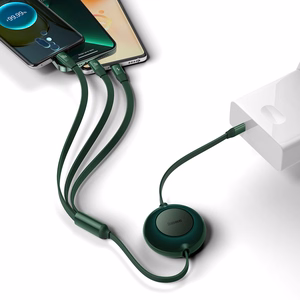 Kabelis Bright Mirror 2 3 in 1 - Type C į Micro USB, Lightning, Type C - 100W 1,1 metro (CAMJ010206) žalias