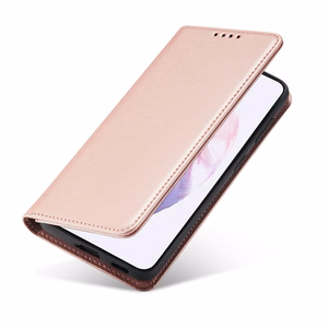 Magnetinis kortelių dėklas Samsung Galaxy S22 + (S22 Plus) piniginė kortelių laikiklis rožinis