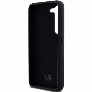 Karl Lagerfeld silikoninis Choupette metalinis smeigtukas dėklas telefonui Samsung Galaxy S23 - juodas
