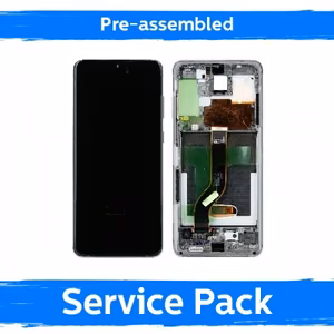 LCD ekranas skirtas Samsung G986 (G985) S20 Plus su rėmu / Cosmic Gray / (Iš anksto surinktas Service Pack)
