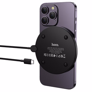 Беспроводное зарядное устройство Hoco 15W с кабелем USB C и цифровым дисплеем CW62 чёрное