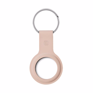 Чехол Crong Silicone для Apple AirTag 1 / 2, с кольцом для ключей, песочно-розовый