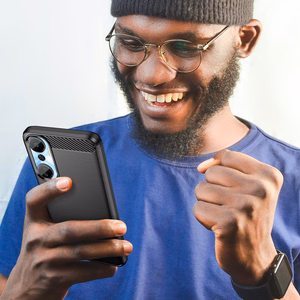 Carbon Case чехол для Infinix Hot 20 гибкая силиконовая карбоновая крышка чёрный