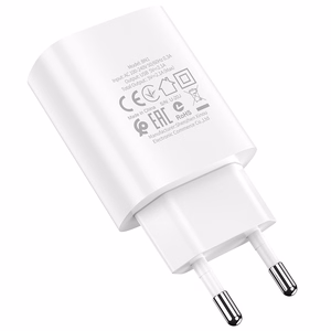Borofone Sieninis įkroviklis BN1 Innovative - USB - 2,1A su USB į Type C baltas