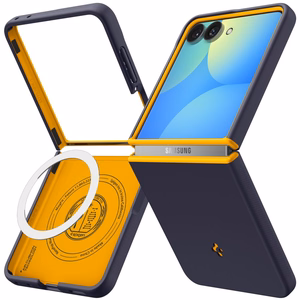 Spigen Nano Pop MagSafe dėklas, skirtas Samsung Galaxy Z Flip8 – tamsiai mėlynas ir geltonas