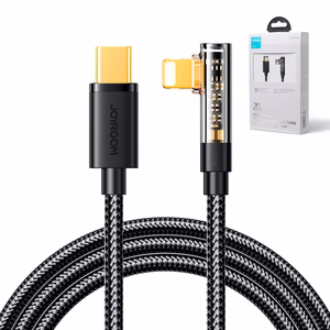 Joyroom S-CL020A6 gaming Lightning / USB-C 90° kabelis, 20W, 1,2 m, juodas