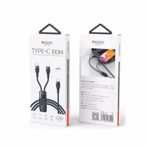 Yesido кабель CA87 100W USB-C/2в1 1.4м 3.5A чёрный