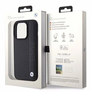 BMW odinis tekstūruotas ir juosta iPhone 15 Pro Max dėklas - juodas