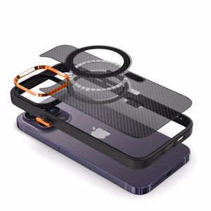 Tel Protect Magnetic Carbon dėklas iPhone 13 Pro juodai-oranžinis