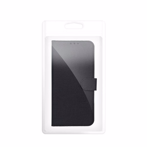 Juodas techninio audinio atverčiamas dėklas „4Card RFID Anti-Theft“, skirtas „Motorola Moto G17 Power“
