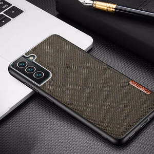 Dux Ducis Fino dėklas yra pagamintas iš nailono medžiagos Samsung Galaxy S22 + (S22 Plus) mėlynas