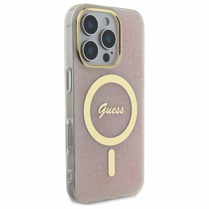 Guess IML 4G Magnetinis dėklas telefonui iPhone 16 Pro - rožinis