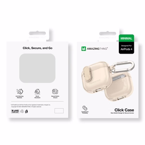 AmazingThing Minimalus ausinių dėklas AirPods 4 – smėlinas
