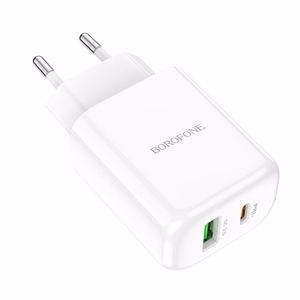 Borofone сетевое зарядное устройство BN4 Potential - USB + Type C - QC 3.0 PD 2.0 20W белый