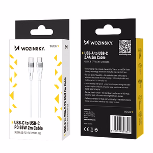 Wozinsky WSTCC2 кабель USB-C USB-C PD 65W 2м - белый