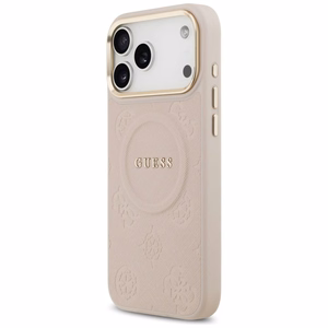 Guess Peony Hot Stamp Magnetinis dėklas telefonui iPhone 17 Pro Max - rožinė
