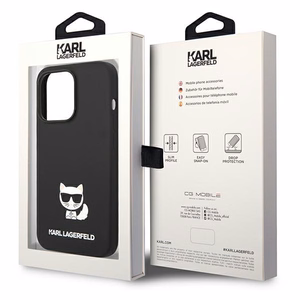 Karl Lagerfeld KLHCP14LSLCTBK iPhone 14 Pro 6.1 "kietas dėklas juodas/juodas Silikoninis Choupette Kūnas