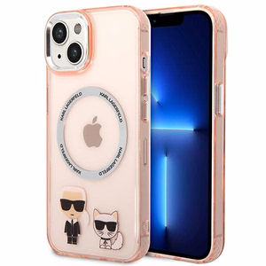 Karl Lagerfeld KLHMP14MHKCP iPhone 14 Plus 6.7 "kietas dėklas rožinis / rožinis Karlas & Choupette Aliuminis Magsafe