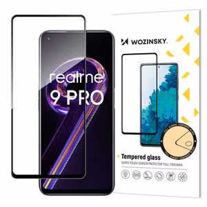 Wozinsky grūdintas stiklas pilno klijavimo itin tvirtas apsauginis stiklas pilno padengimo su rėmeliu, dėklui draugiškas Realme 9 Pro juodas
