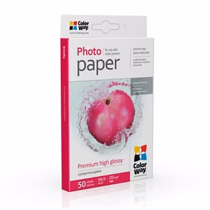 ColorWay – aukščiausios kokybės itin blizgus fotopopierius, 255 g/m², 10 × 15 cm, 50 lapų