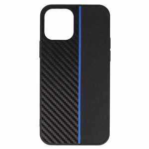 Tel Protect CARBON dėklas iPhone 12 Pro Max, juodas su mėlyna juosta