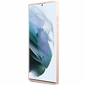 Karl Lagerfeld silikoninis Choupette metalinis smeigtukas dėklas telefonui Samsung Galaxy S23 Ultra - rožinis