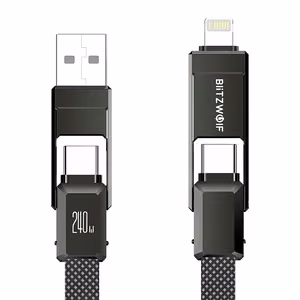 Кабель Blitzwolf BW-HDC7 4-в-1 USB+C+Lightning 240W 1,2 м (чёрный)