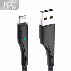 USB laidas Essager Rous juodas Lightning 100cm su LED indikatoriumi
