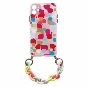 Color Chain Case гибкий эластичный гелевый чехол с цепочкой-подвеской для iPhone 8 Plus / iPhone 7 Plus разноцветный