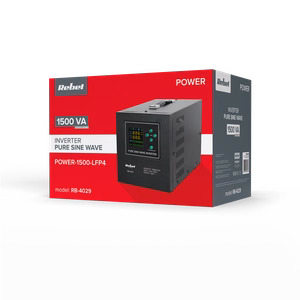 Rebel POWER-1500-LFP4 emergency power supply, pure sine wave inverter with charging, 12 V / 230 V, 1500 VA / 1050 W