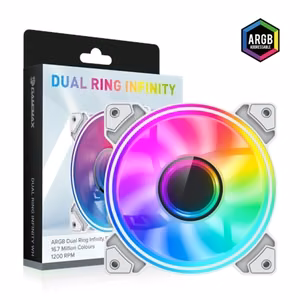 GameMax DUAL RING INFINITY WH – kompiuterio korpuso ventiliatorius, baltas