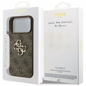 Dėklas Guess PU 4G Metal Logo Apple iPhone 17 Pro Max rudas
