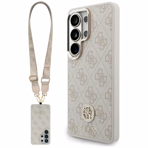 Guess чехол 4G Big Rhinestone Triangle Strap MagSafe Samsung Galaxy S26 Ultra розовый