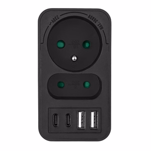 Maclean MCE249 F/B – разветвитель сетевой розетки, 2 розетки, 4 порта USB: 2×USB-A и 2×USB-C PD 20 Вт, 1×16 А + 1×6 А