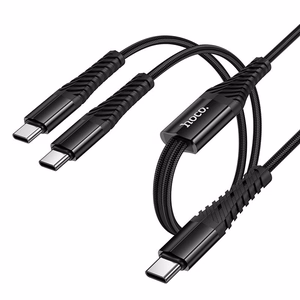 Кабель 2-в-1 USB C to USB C+C Hoco 1 м X123 чёрный